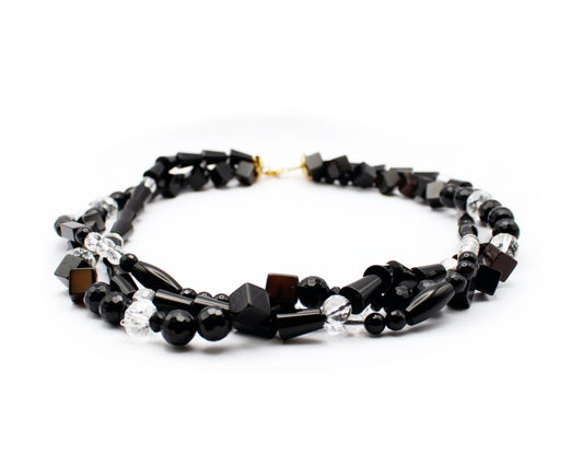 3-reihige Onyx und Bergkristall Kette mit Edelsteinen aus Brasilien & aus den Alpen – Schutz, Stärke & Klarheit Tiger Treasure - Qualität, inspiriert seit 1890