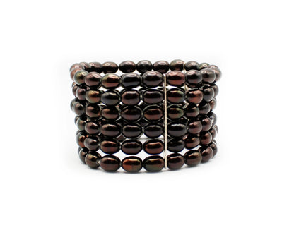 6-Reihiges Süßwasser-Zuchtperlen Armband Tiger Treasure- Qualität, inspiriert seit 1890