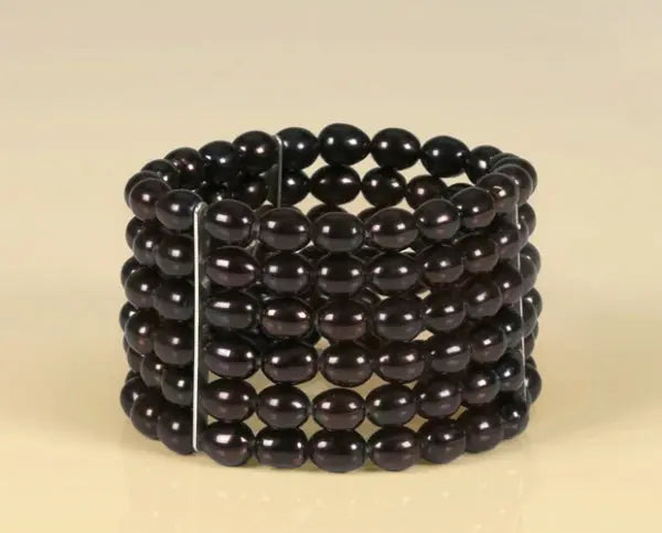 Dunkelbraunes Süßwasser-Zuchtperlen-Armband mit 6 Reihen