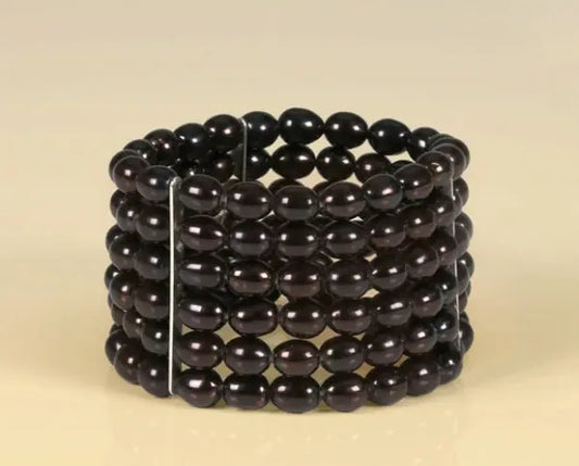Dunkelbraunes Süßwasser-Zuchtperlen-Armband mit 6 Reihen