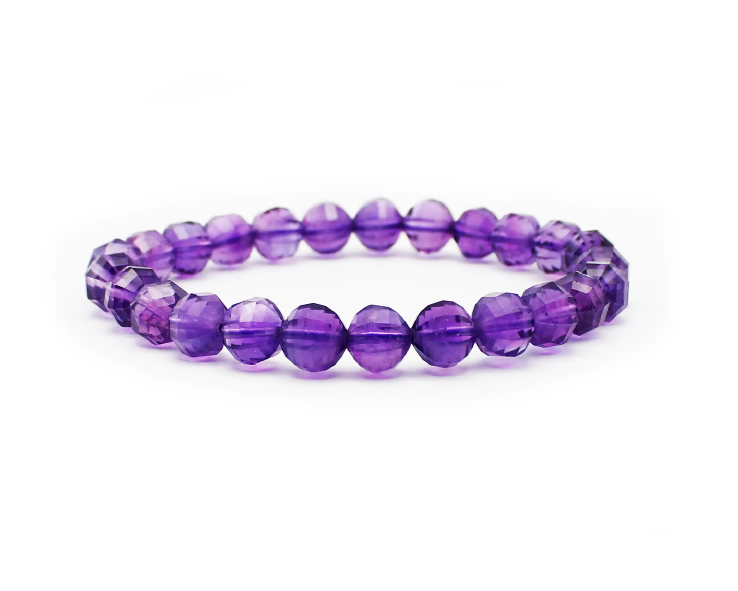 Handgefertigtes Amethyst-Armband facettierter „Melon Cut“-Edelstein für Eleganz und Ruhe