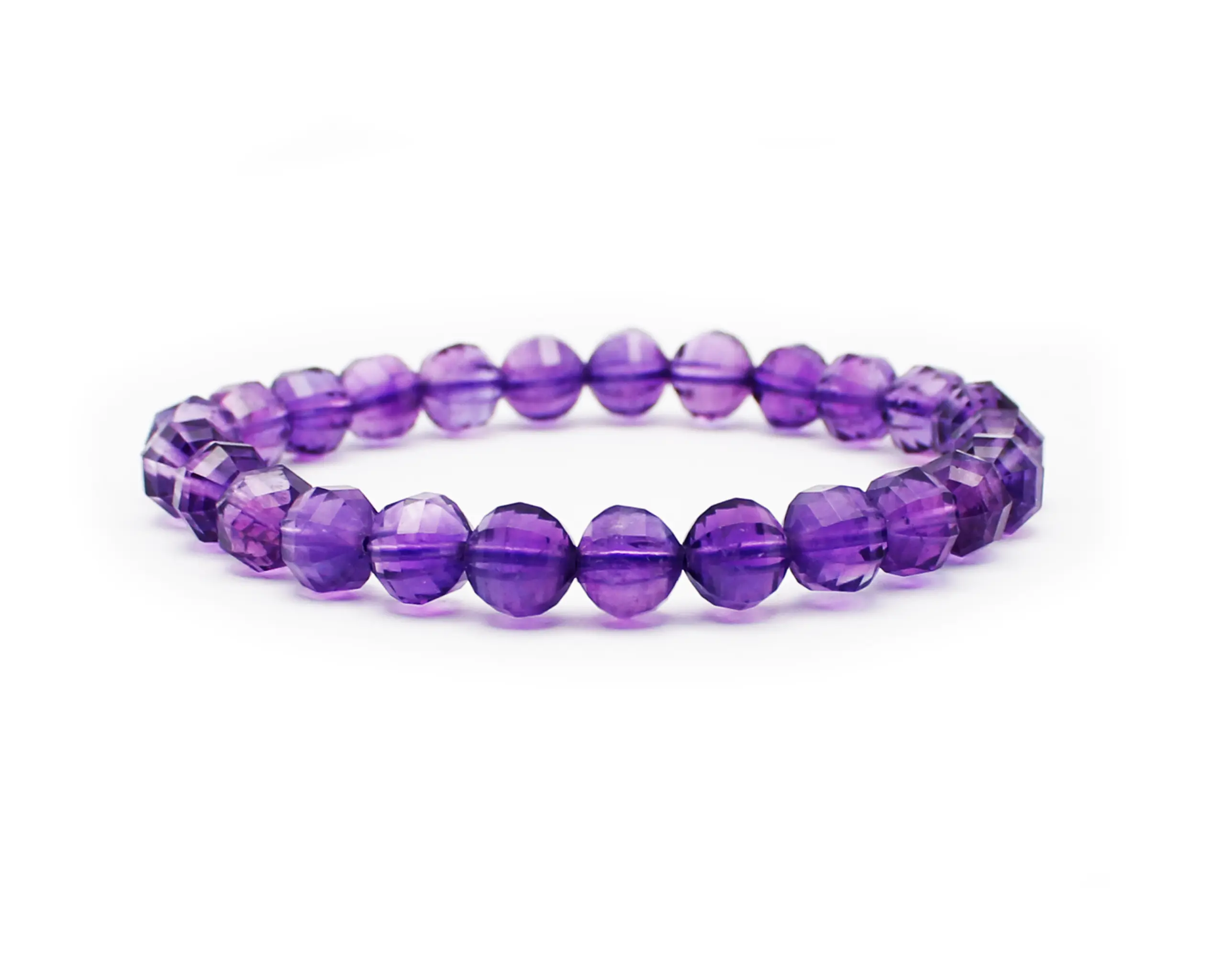 Handgefertigtes Amethyst-Armband facettierter „Melon Cut“-Edelstein für Eleganz und Ruhe