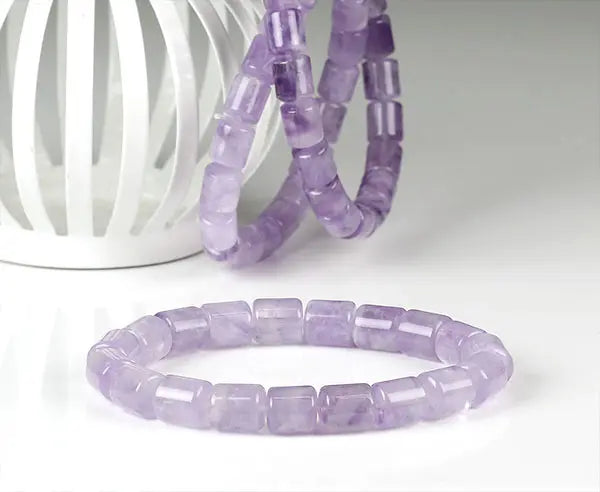 Zylinderförmiges Amethyst-Armband 19 cm Länge