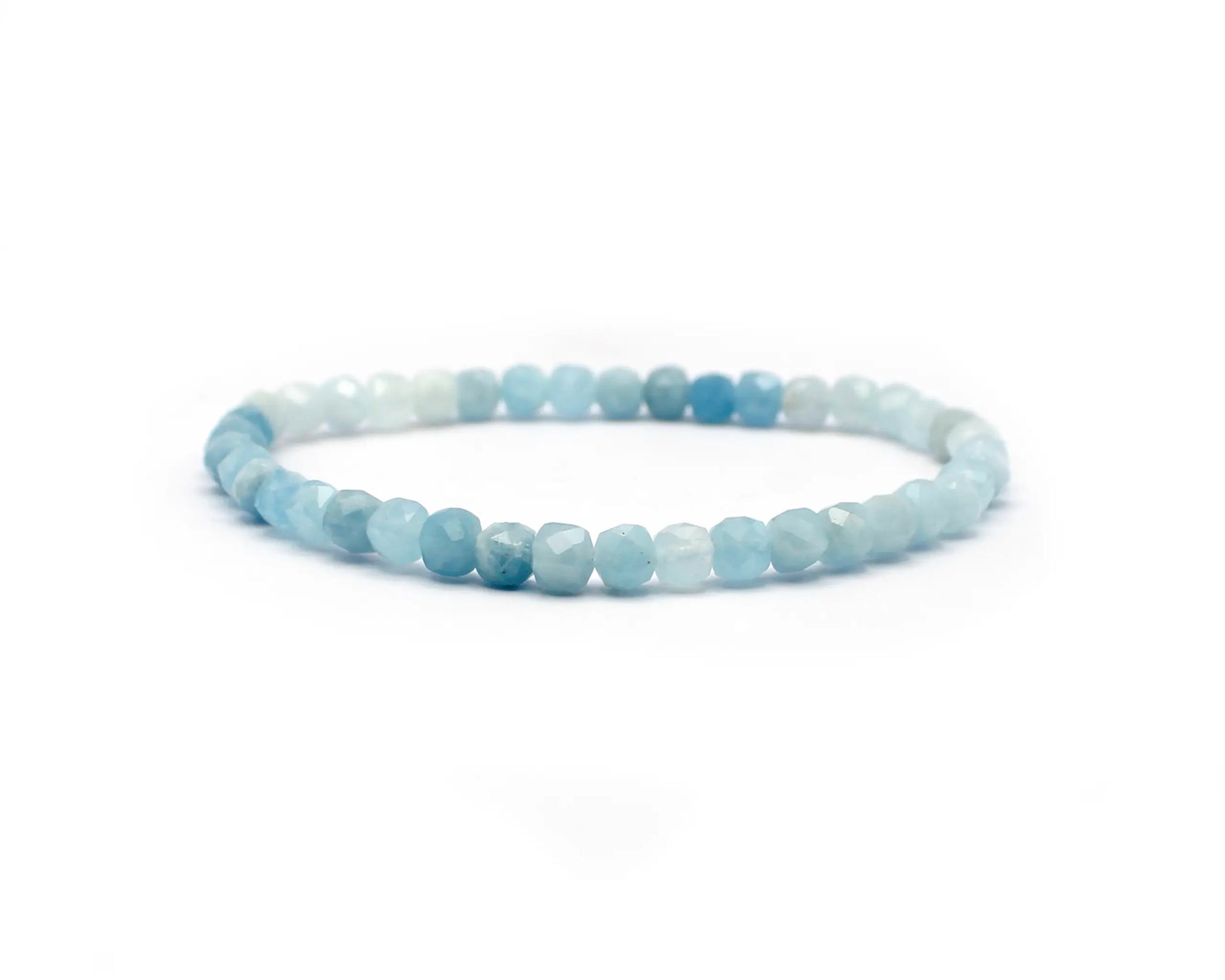 Aquamarin-Armband - Facettierte Würfel 4mm