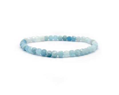Aquamarin-Armband - Facettierte Würfel 4mm