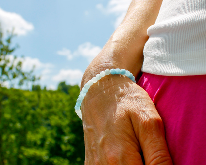 Aquamarin Armband 4mm facettierte Würfel handgefertigt mit Edelsteinen aus Madagaskar Schmuckstück für Klarheit und innere Ruhe Tiger Treasure- Qualität, inspiriert seit 1890