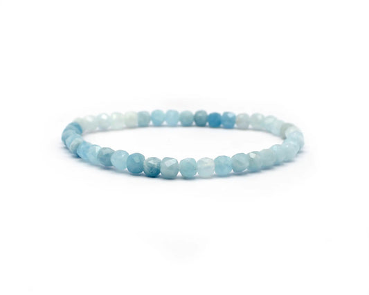 Aquamarin-Armband - Facettierte Würfel 4mm