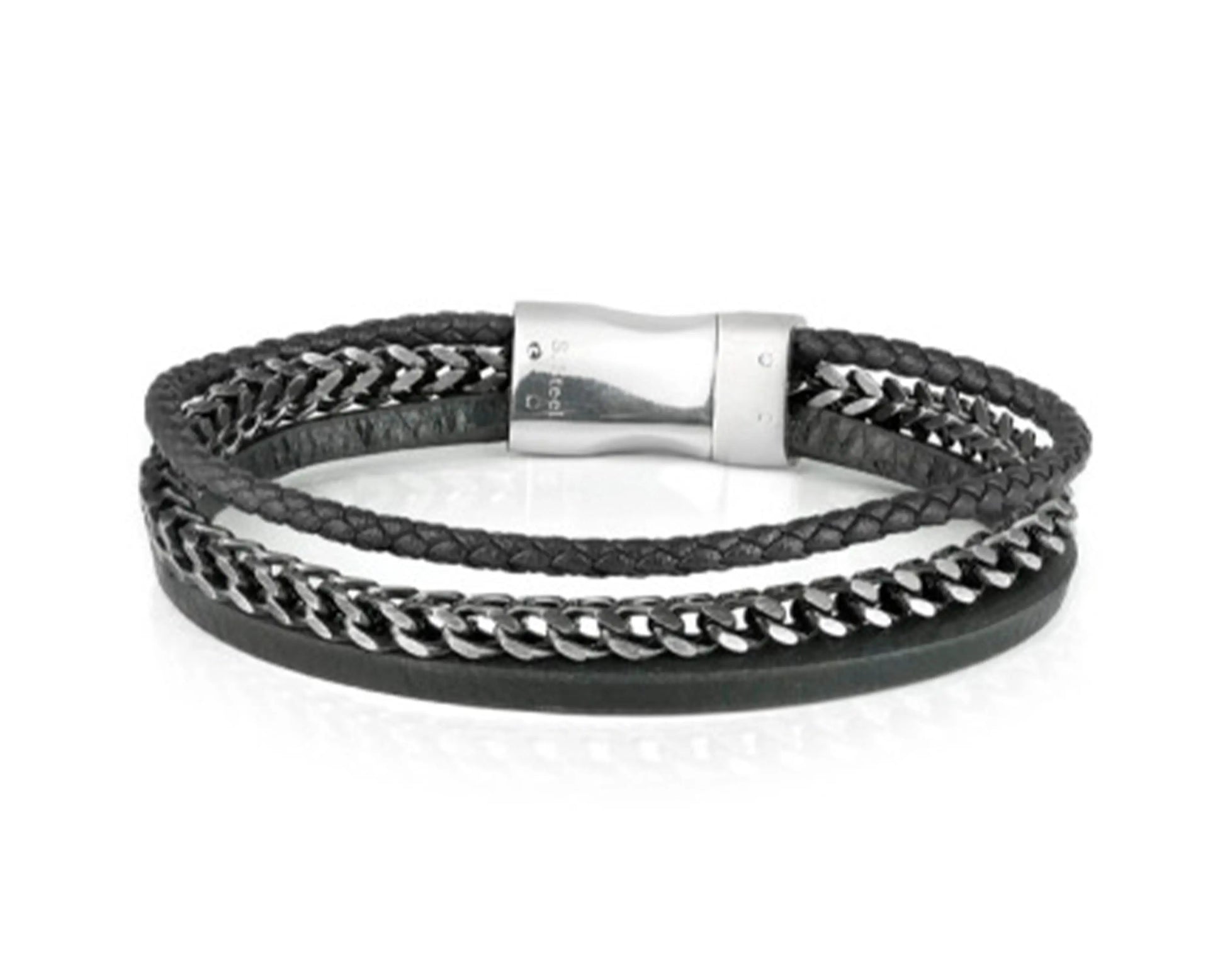 Armband aus Leder und Edelstahl – Zeitloses Design in Schwarz Tiger Treasure - Qualität, inspiriert seit 1890