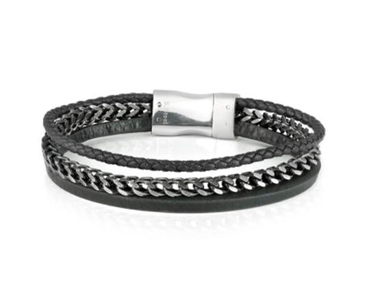 Armband aus Leder und Edelstahl – Zeitloses Design in Schwarz Tiger Treasure - Qualität, inspiriert seit 1890