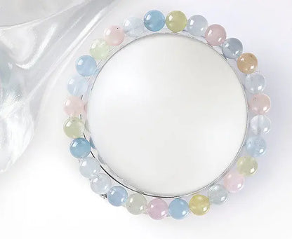 Handgefertigtes Beryll-Armband „Candy“ 6 mm Perlen Multi-Colour elastisch 19 cm