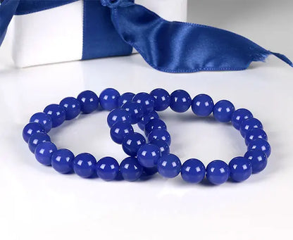 Handgefertigtes Blauachat-Armband mit 10 mm Perlen