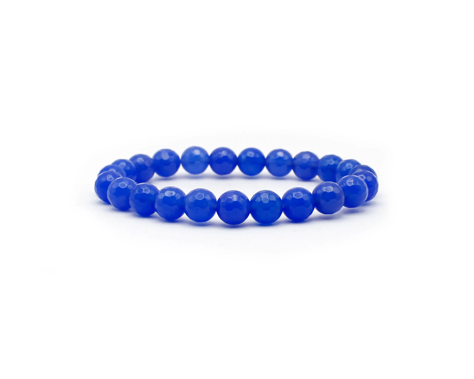 Handgefertigtes Blauachat-Armband mit 8 mm facettierten Perlen