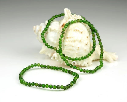 Handgefertigtes Chromdiopsid Armband – 4 mm facettierte Edelstein-Perlen mit Diamond Polish