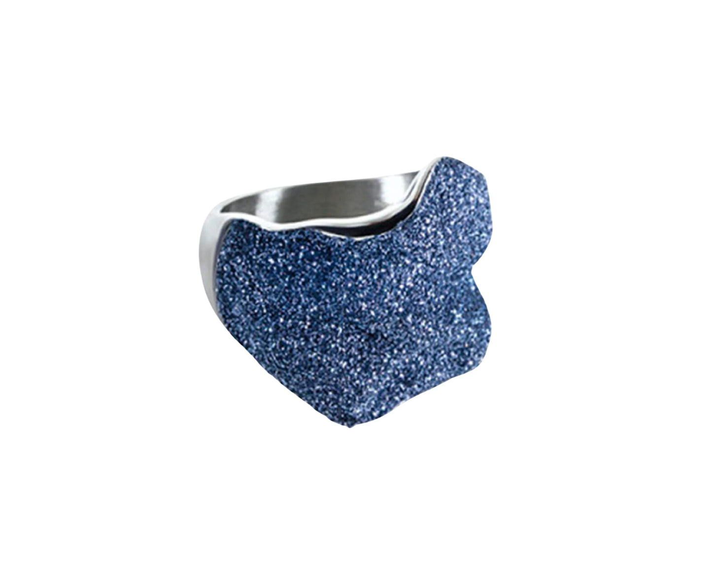 Stainless steel ring “Starlight” – Blue sparkle in a timeless design