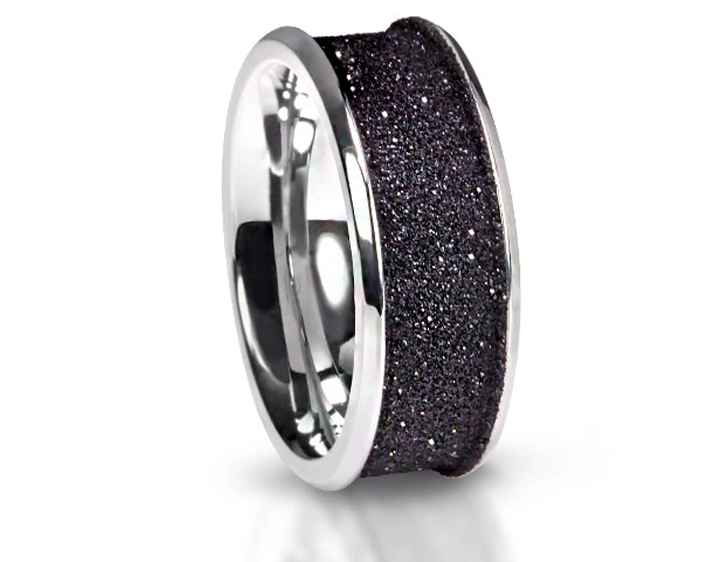 Edelstahlring „Sternenglanz“ – Schwarze Eleganz mit funkelndem Mineralienstaub Tiger Treasure - Qualität, inspiriert seit 1890