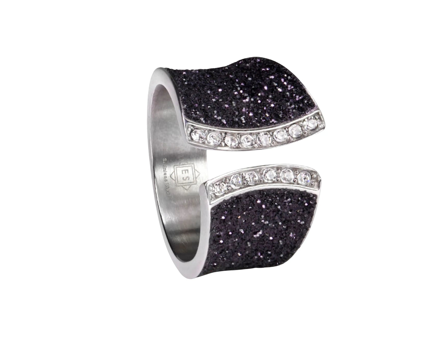Bague en acier inoxydable « Starlight » avec zircone