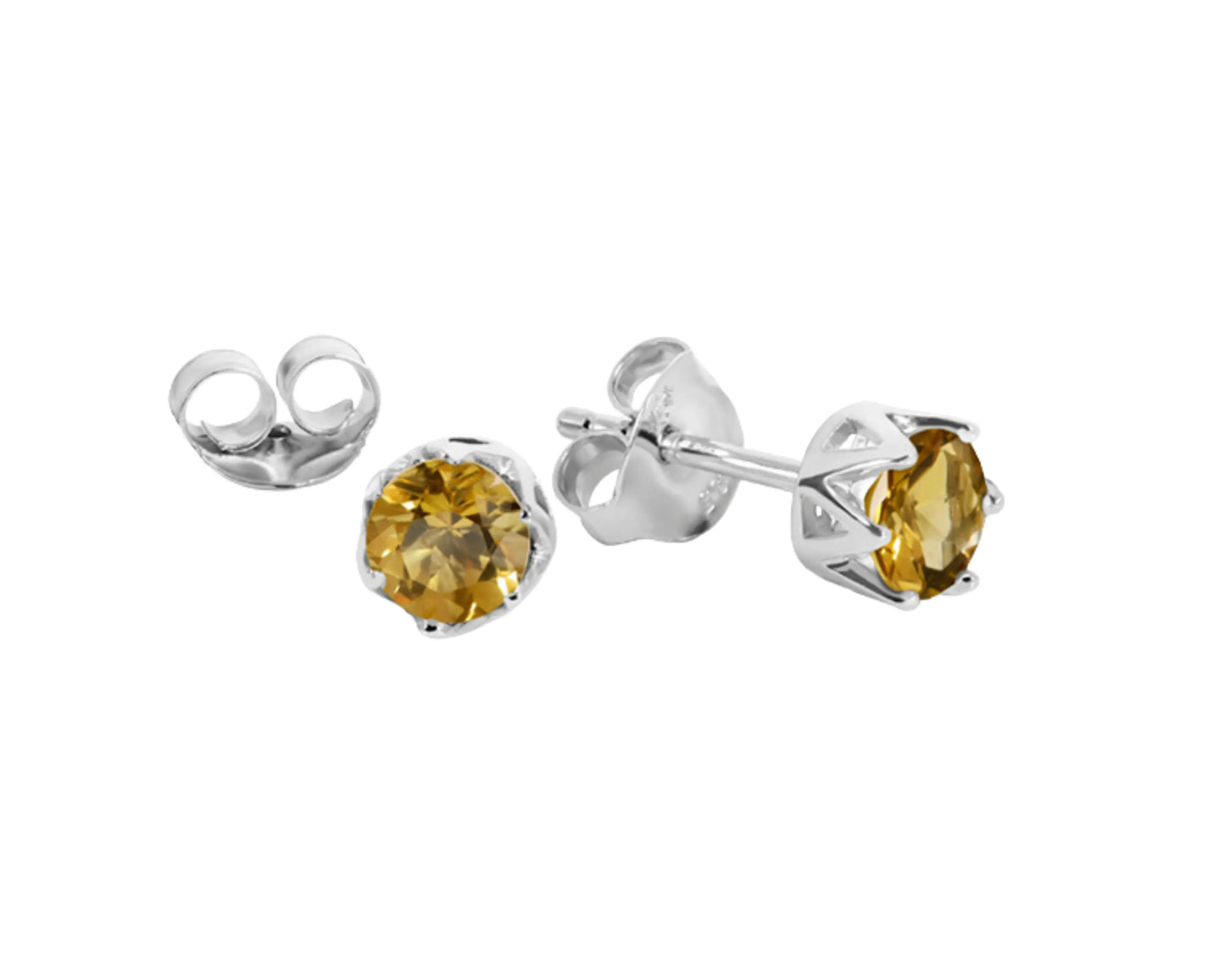 Boucles d'oreilles puces en citrine et argent