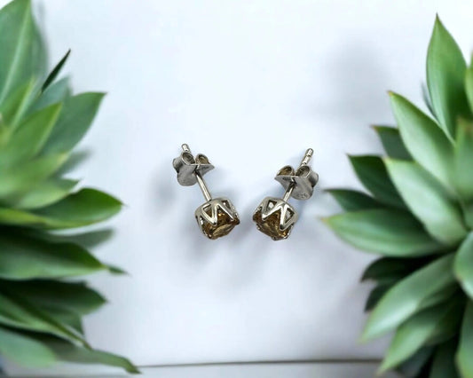 Silber Ohrstecker mit rund facettiertem Citrin