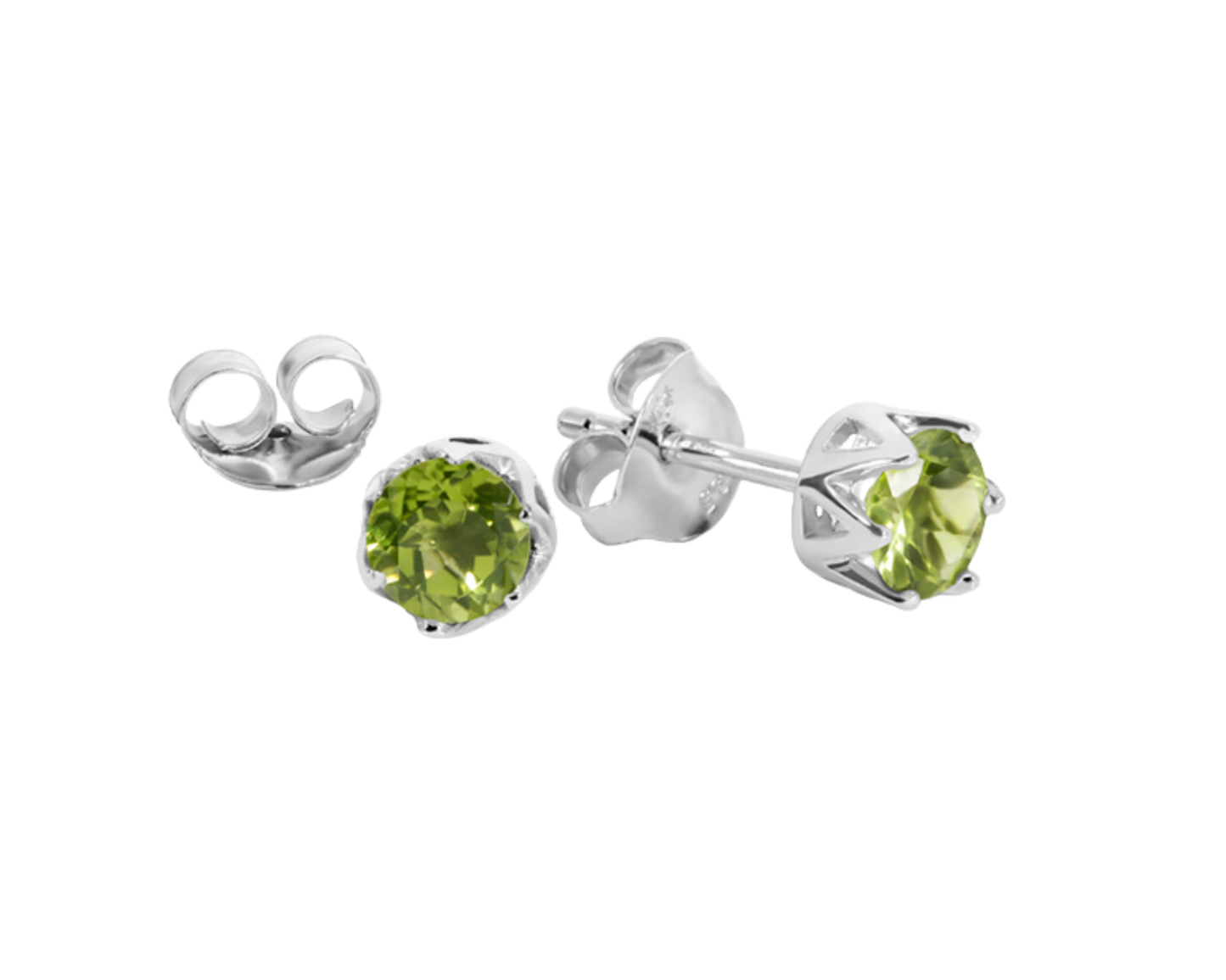Elegante Silber Ohrstecker mit rund facettiertem Peridot - Tiger Treasure- Qualität, inspiriert seit 1890