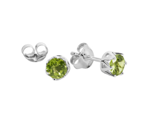 Elegant silver earrings with round faceted peridot