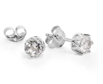 Silber Ohrstecker mit rund facettiertem weißem Edeltopas