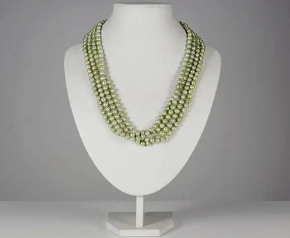 Grüne Süßwasserzuchtperlenkette 255 cm oval