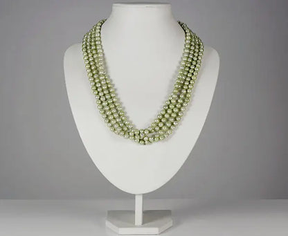 Grüne Süßwasserzuchtperlenkette 255 cm oval