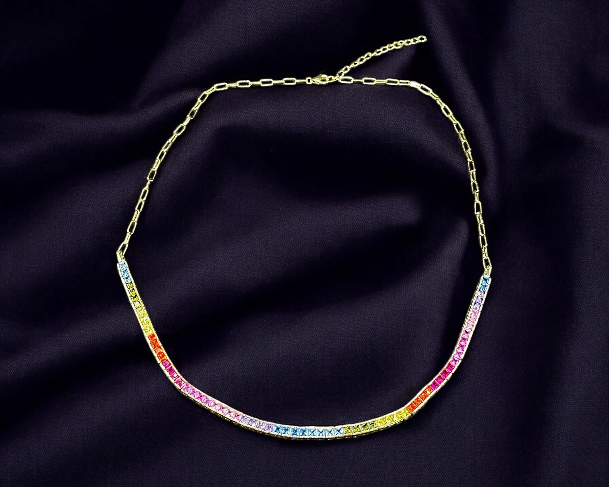 Vergoldete Kette mit Rainbow Zirkoniasteinen für LGBTQ Pride