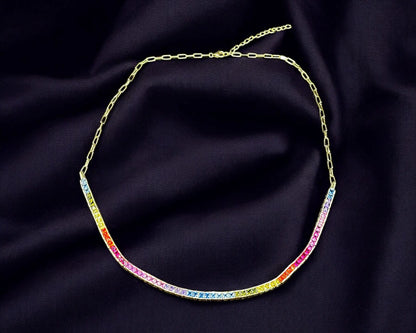 Vergoldete Kette mit Rainbow Zirkoniasteinen für LGBTQ Pride