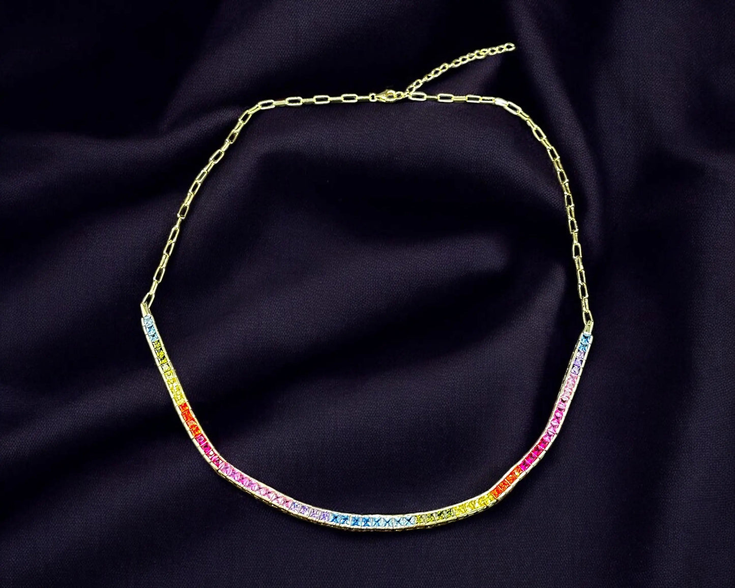 Vergoldete Kette mit Rainbow Zirkoniasteinen für LGBTQ Pride