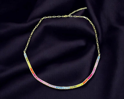 Vergoldete Kette mit Rainbow Zirkoniasteinen für LGBTQ Pride