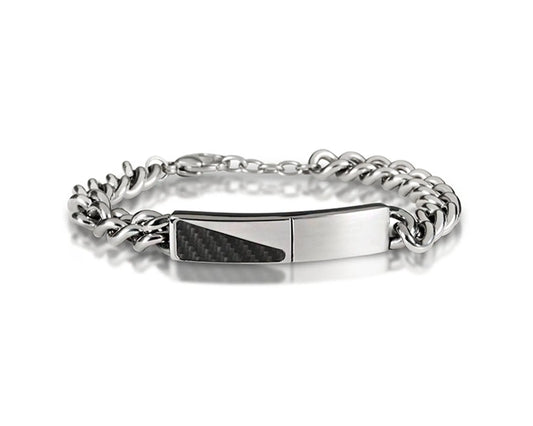 Armband aus Edelstahl mit Karabiner und Carboneinlage