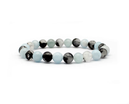 Armband aus Aquamarin, Bergkristall und Turmalin
