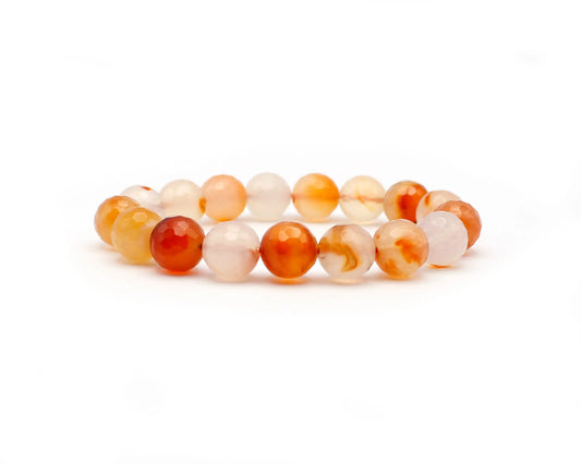 Handgefertigtes Carneol-Armband mit facettierten 10 mm Naturperlen echtes Edelstein-Armband für Vitalität und Eleganz