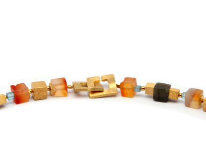 Edelsteinkette Damen 45 cm mit Lapis, Apatit, Labradorit und Karneol