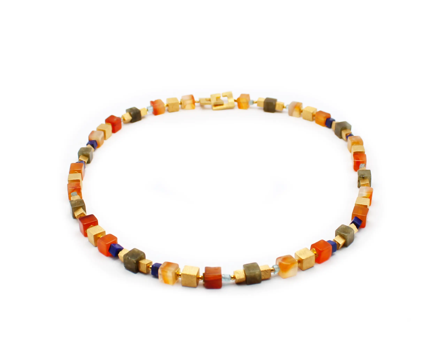 Edelsteinkette Damen 45 cm mit Lapis, Apatit, Labradorit und Karneol