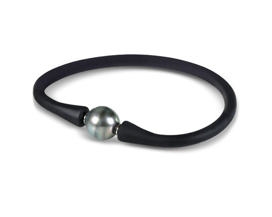 Stretch-Armband aus Kautschuk mit echter Tahiti-Zuchtperle