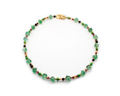 bunte edelsteinkette jelly 45cm mit fluorit granat turmalin onyx gaspith und vergoldetem viereckverschluss