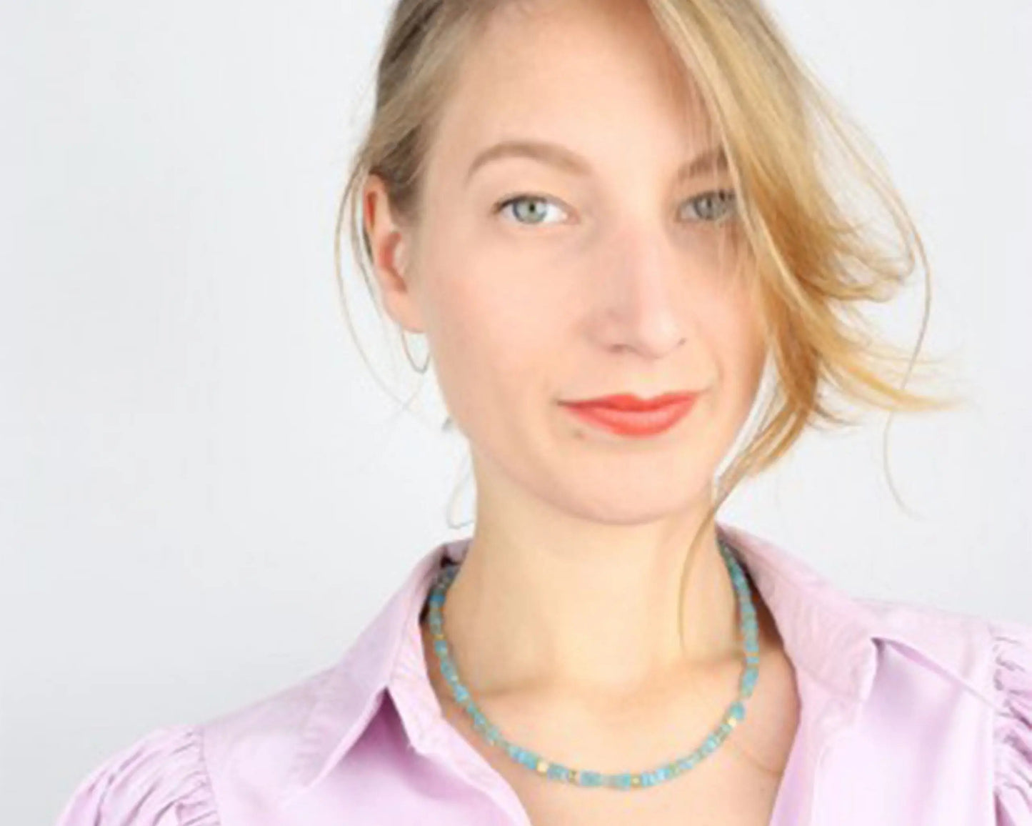 apatit kette mint 45cm viereckige edelsteine 4mm vergoldeter karabiner 925 silber handgefertigt