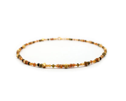 edelsteinkette sophie 45cm mandaringranat sonnenstein turmalin rund viereckig 3mm 5mm vergoldeter karabiner silber