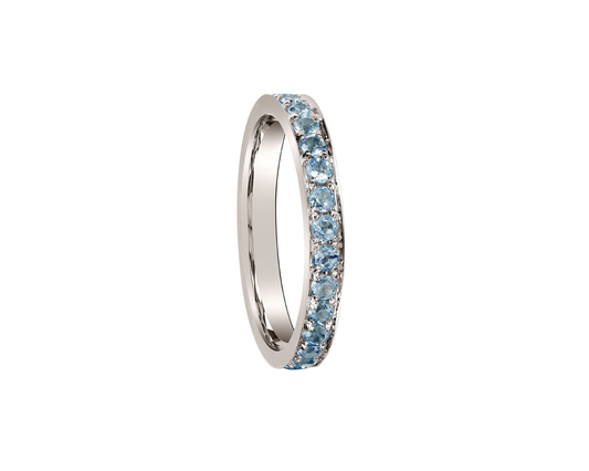 Memory-Ring „Blue Moments“ facettiert 18k Weißgold, handgefertigt | Tiger Treasure