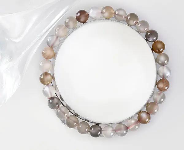 Handgefertigtes Mondstein-Armband mit 6 mm Perlen Multi-Colour elastisch 19 cm