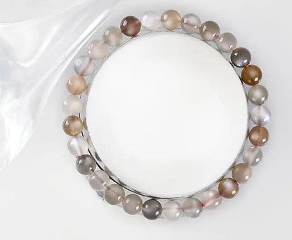 Handgefertigtes Mondstein-Armband mit 6 mm Perlen Multi-Colour elastisch 19 cm