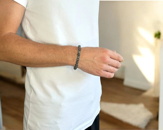 Armband mit anthrazitfarbenen Mondstein-Edelsteinen