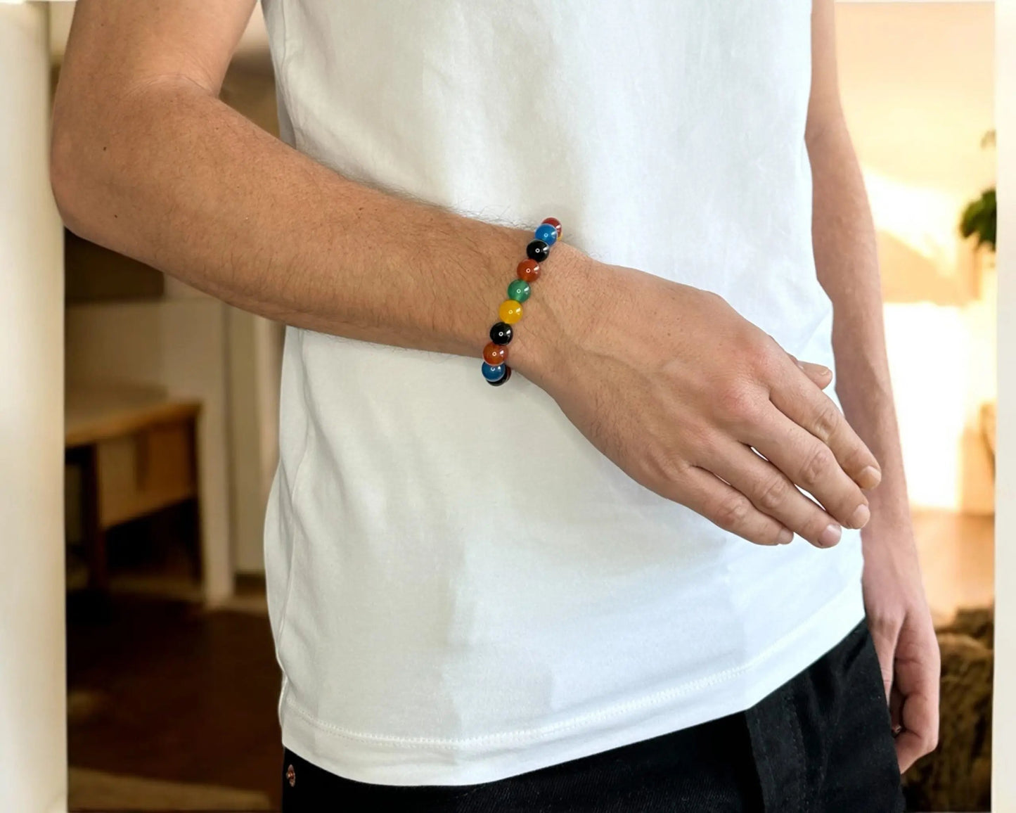 Multicolor Achat Armband mit 10mm Steinen