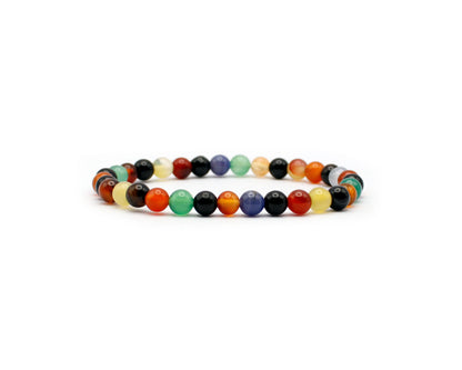 Multicolor Achat Armband 6 mm handgefertigt mit Edelsteinen aus Indien Schmuckstück für Farbenvielfalt und natürliche Energie Tiger Treasure- Qualität, inspiriert seit 1890