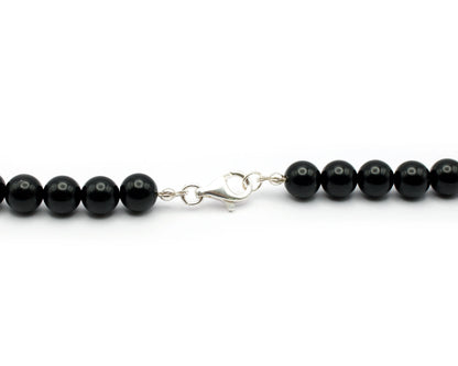 Onyx Kette 8 mm handgefertigtes Schmuckstück aus Brasilien mit 925 Silberkarabiner für Stärke Schutz und klassische Eleganz Tiger Treasure - Qualität, inspiriert seit 1890