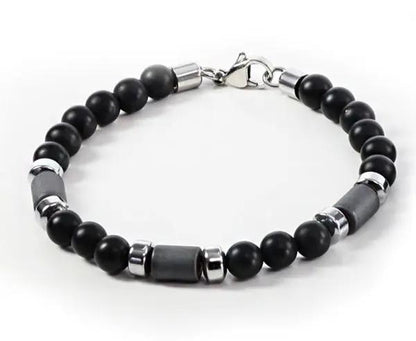 Armband mit Onyxkugeln und Hämatin aus Edelstahl