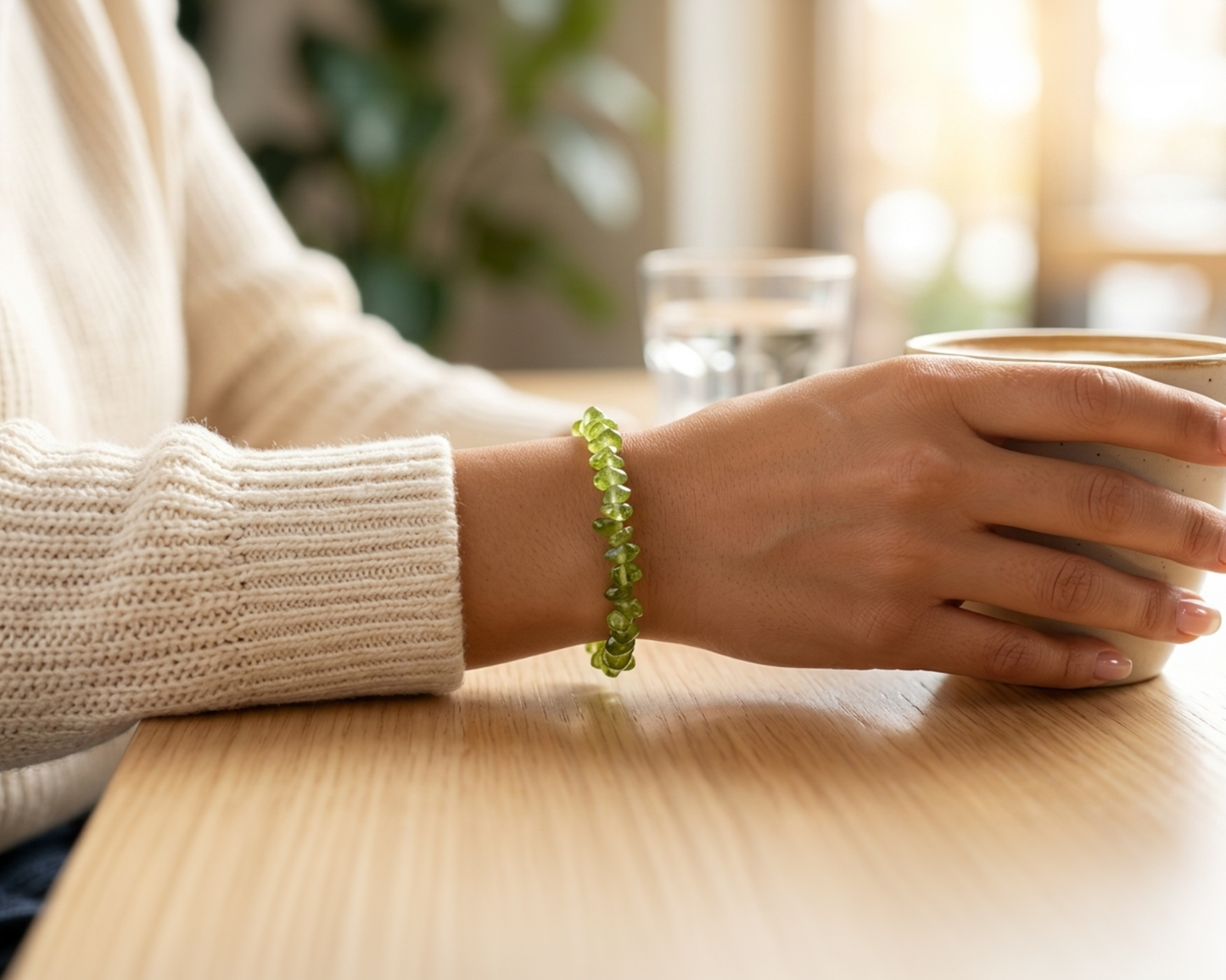 Peridot-Armband Splitter, handgefertigt, Edelsteine aus Arizona.