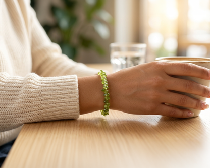 Peridot-Armband Splitter, handgefertigt, Edelsteine aus Arizona.